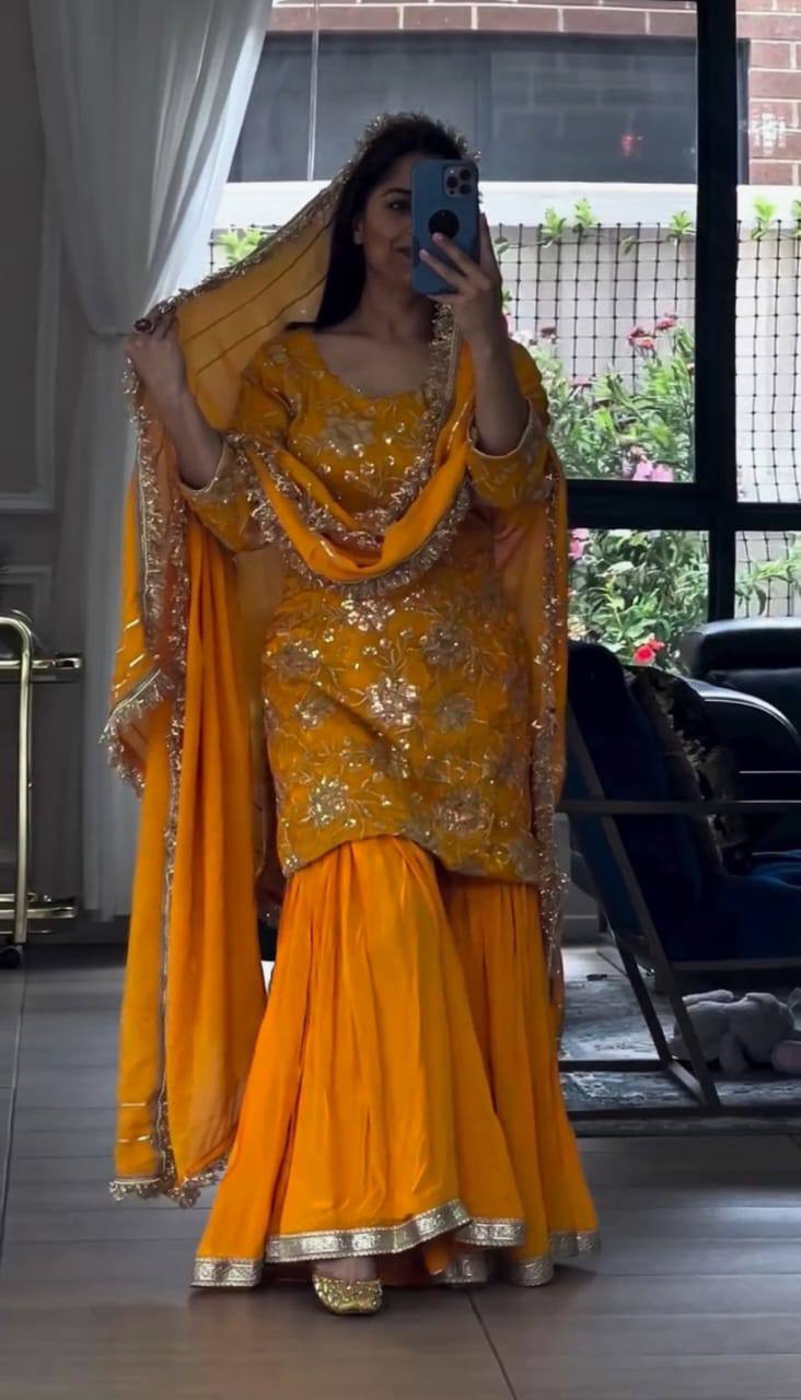 Luxe Mustard Embellished Haldi Ensemble